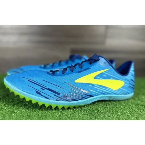 Brooks Mach 18 Men's Track Field Running Racing Shoes Sz 10.5 Blue Yellow - Picture 1 of 8